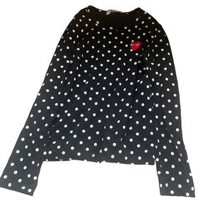 COMME DES GARÇONS PLAY Heart Long-Sleeve T-Shirt In Polka Dot.